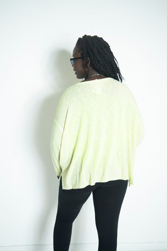 Escape to Paradise Reverse Seam Knit Top in Lime (5892915036320)