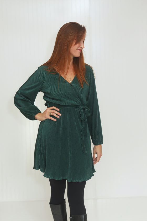 Green With Envy Pleated Dress (5704317468832)