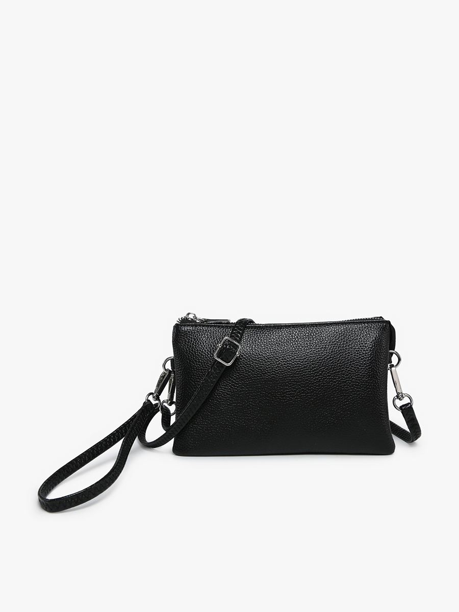 M013 Riley Monogrammable 3 Compartment Crossbody/Wristlet: Midnight Black (8307997835515)