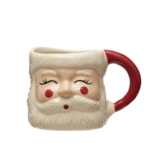 Hand-Painted Santa Stoneware Mug (7763105448187)