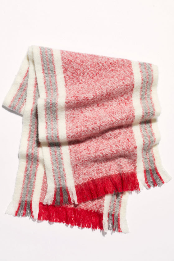 Free People Brushed Racer Stripe Blanket Scarf in Red Combo (5806888616096)