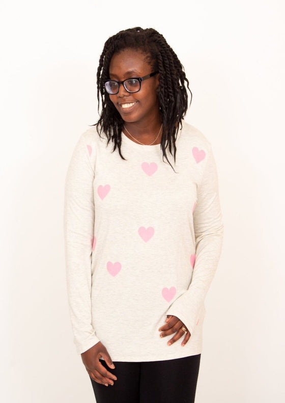 Heart Eyes Oatmeal Graphic Print Top (5981257466016)