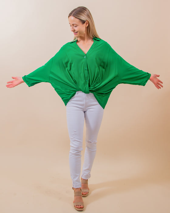 Poetic Love Button Up in Kelly Green (8053251375355)