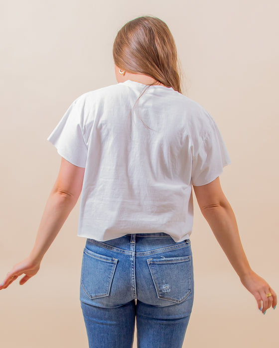 Feeling Lucky Cropped Tee in White (8064979009787)