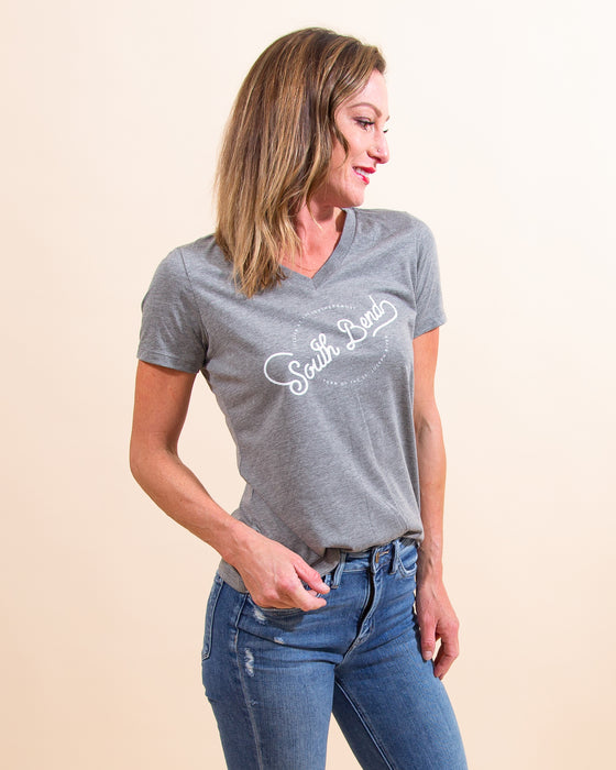 South Bend Town Women's V-Neck in Grey (7812258857211)