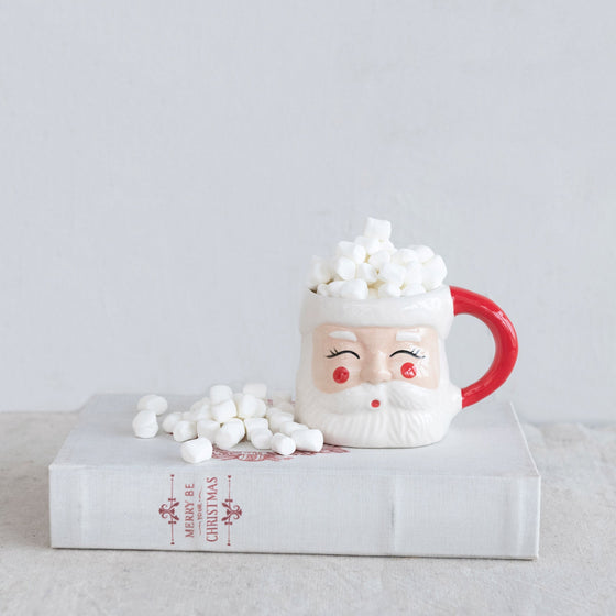 Hand-Painted Santa Stoneware Mug (7763105448187)