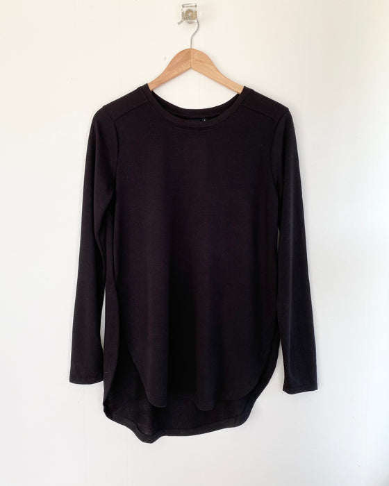 Go with the Flow Long Sleeve Black Top (6066878382240)