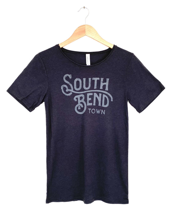 South Bend Town Charcoal Black Tri Blend Relaxed S/S Women's Tee (6011527430304)