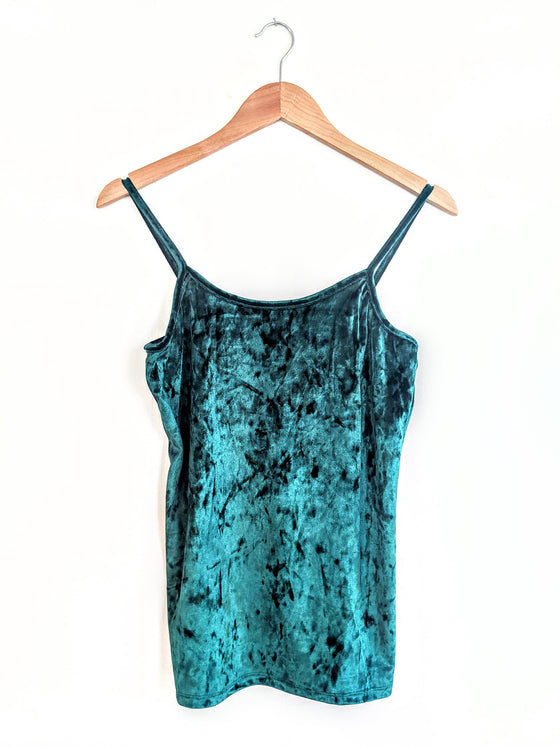 Busy Belle Buttery Crushed Velvet Green Cami (5786867400864)