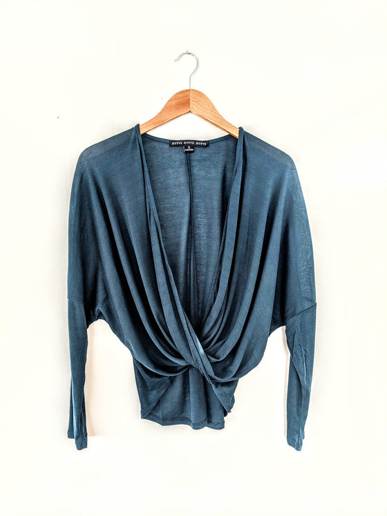 By Sheer Coincidence Teal Poncho Blouse (5809275240608)