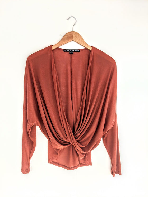 By Sheer Coincidence Rust Poncho Blouse (5809275109536)