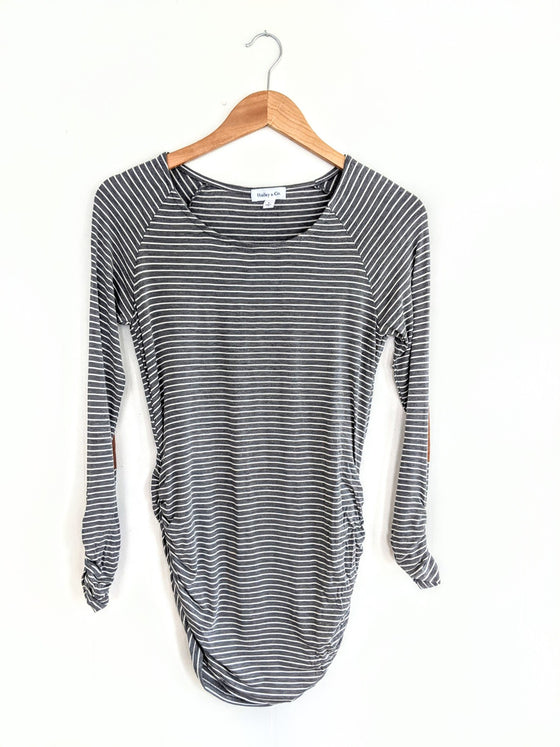Be Mime Charcoal & White Striped Tunic Top (5705275637920)