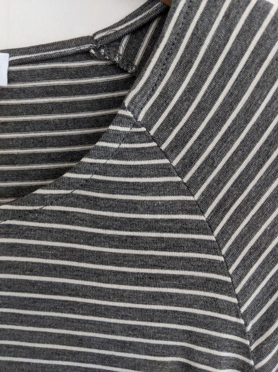 Be Mime Charcoal & White Striped Tunic Top (5705275637920)