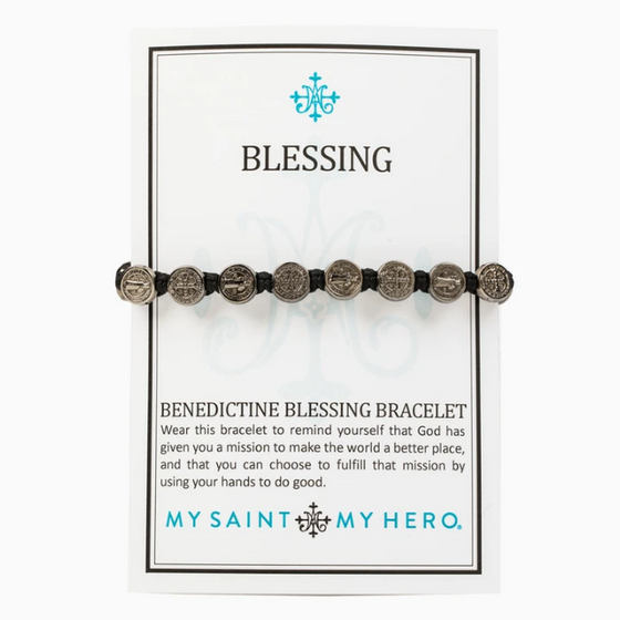 Black Benedictine Blessing Bracelet - 10 Jet Black Medals (5742684635296)