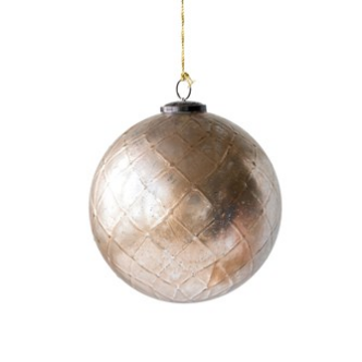 8" Round Embossed Mercury Glass Ball Ornament (5164967755820)