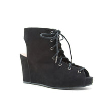  Lovely Lace Up Wedge Sandal in Black (7616171213051)