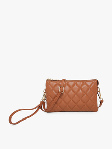  M013QLT Riley Quilted 3 Compartment Crossbody/Wristlet: Brown (8277038301435)